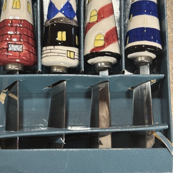 Gourmet Art Cheese - Butter Spreaders Set of 4 Stainless Steel Lighthouse Knives - Picture 4 of 6